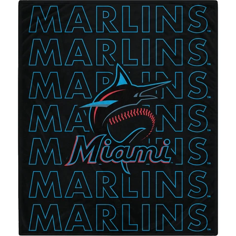 Miami Marlins 60" x 70" Echo Wordmark Lightweight Blanket Cover