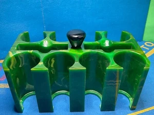 BEAUTIFULLY MARBLED GREEN WITH YELLOW -BAKELITE POKER CHIP HOLDER / RACK VIDEO - Picture 1 of 14