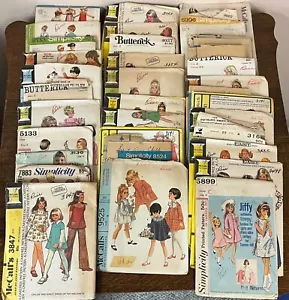 Lot of 37 Sewing Patterns Butterick McCalls Simplicity Advance Jiffy Sz 2-5, Old - Picture 1 of 5