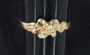 Size 6.5 Nugget Style Band Ring Real Solid 14K Yellow Gold For Women Kids new - Picture 1 of 5