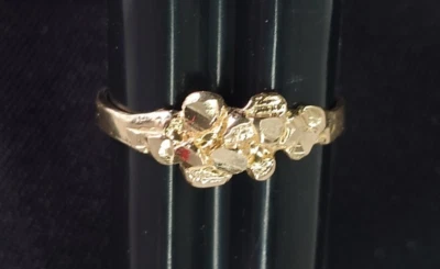 Size 6.5 Nugget Style Band Ring Real Solid 14K Yellow Gold For Women Kids new - Image 1 of 4