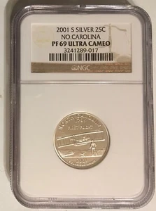2001 S Silver 25c North Carolina NGC PF69 Ultra Cameo - Picture 1 of 2