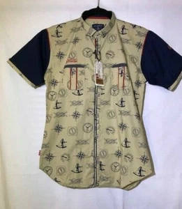 BEST CONNECTION - RED BLUE KHAKI SHORT SLEEVE SHIRT - 16 - Picture 1 of 3