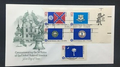 FDC Envelope & Stamp: Commemorating 50 United States GA, NH, CT, VA, SC  1976 - Image 1 of 3