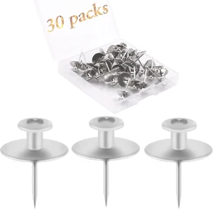 30 PCS Picture Hanger Nails, Double Headed Push Pins Hooks Thumbtacks for Wall H - Picture 1 of 12