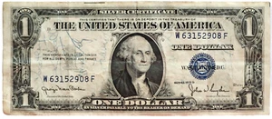 1935 Silber Zertifikat 1 Dollar Schein - handsigniert von berühmten TV-Prominenten - Bild 1 von 5