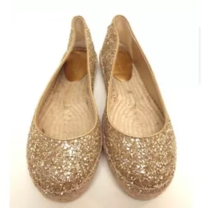 Jimmy Choo espadrillas décolleté piatte oro glitter punta tonda taglia EU37,5... - Foto 1 di 13