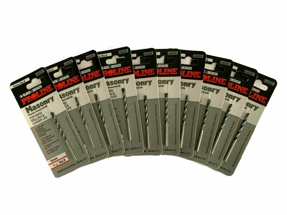 10 Black & Decker 5mm Proline Precision Drill Bits. Brick, Masonry & Concrete