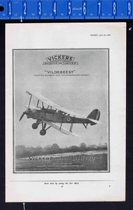 1931 VICKERS Aviation Torpedo Bomber Aircraft, Vilderbeest -Print Advertisement - Picture 1 of 1