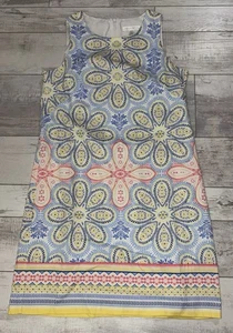 London Times Sleeveless Dress Sundress size 6 - Blue/White/Yellow/Pink - NEW   B - Picture 1 of 8