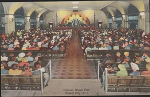 Interior Music Pier Ocean City NJ. Linen Postcard - Picture 1 of 2