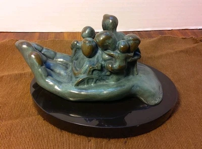 Escultura de bronce patinado Weber sobre base de mármol negro, firmada, 1991, hermosa Foto 1 de 4