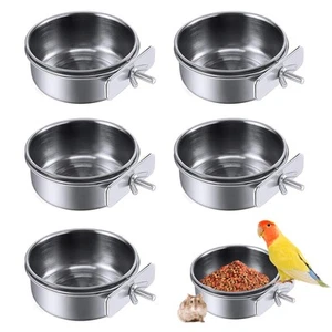 Parrot Feeding Cups Birds Food Dish Stainless Steel Parrot Feeders Water Cage... - Picture 1 of 7