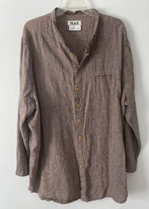 Flax by Jeanne Engelhart Mens size 1XL Button Shirt Linen Oversized Purple - Picture 1 of 9