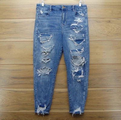 American Eagle Jeans Womens 14 Short Curvy Hi-Rise Jegging Stretch Distressed - Image 1 of 4