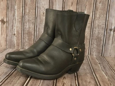 Размер 7,5 M женщин VTG FRYE черный кожаный ремень лодыжки мотоциклиста ботинки США сделано VGUC! - Изображение 1 из 4