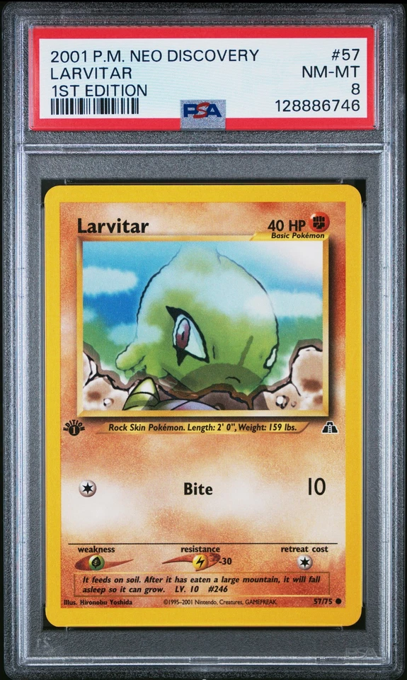 POKEMON #57 LARVITAR 1ST EDITION PSA 8 2001 NEO DISCOVERY - Image 1 of 2