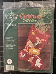 Gallery of Stitches by Bucilla Sequin Felt Stocking Kit Manger Scene #32964 - Picture 1 of 2