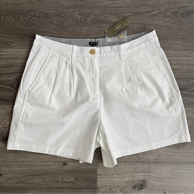 J.CREW 5" Pleated Heritage Chino Shorts Size 6 White Relaxed Fit Coastal Preppy - Image 1 of 4