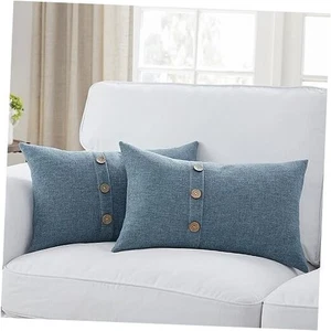 2er Set Quadratische Kissenbezüge 12 x 20 20" x 12" (2er Pack) Tiefgrau Blau - Bild 1 von 5