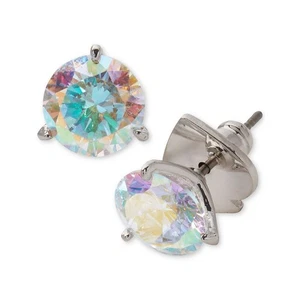 NUEVO CON ETIQUETAS KATE SPADE Brillantes Pendientes Redondos de Tres Puntas $38 AB Aurora Circonita cúbica Plata - Imagen 1 de 6