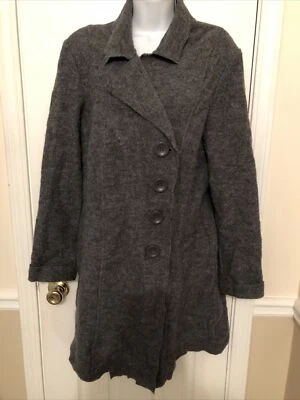 Clothes By REVUE Button Down  Grey 100% wool Coat Size L NWT DOUBLE BREASTED - Image 1 of 4