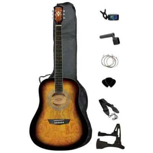 Washburn Premium Acoustic Guitar Pack Quilted Maple Top Vintage Tobacco Burst - Picture 1 of 4