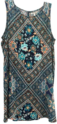 Vestido de verão Maurices sem mangas tamanho grande azul floral abstrato novo com etiquetas - Imagem 1 de 4