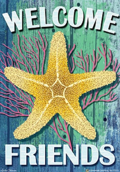 BANDERA DE JARDÍN-12" X 18"--BIENVENIDA ESTRELLA COSTERA--por Jeremiah Junction Foto 1 de 1