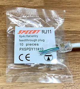 10x RJ11 6p4c 4pin Speedy Passthrough Crimp Plugs ADSL VDSL Cable Plug Telephone - Picture 1 of 1