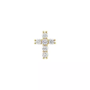 14K Yellow Gold 1/4 CTW Natural Diamond Cross Pendant 0.35gm Gift for Mother - Picture 1 of 1