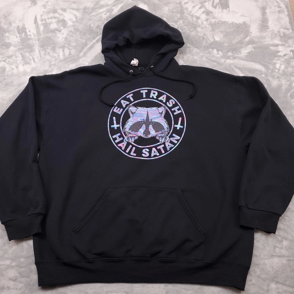 Sudadera con capucha Raccoon Eat Trash para hombre 2XL XXL negra polar jerzees bolsillo nublend Foto 1 de 4