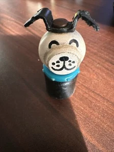 VTG 70s Fisher Price Little People RARE WOOD CIRCLE FACE DOG Blue Spike Collar - Picture 1 of 5