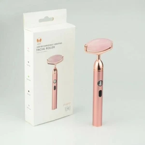 USB chargable facial roller rose quartz - jade stone, 2 interchangeable heads - Picture 1 of 4