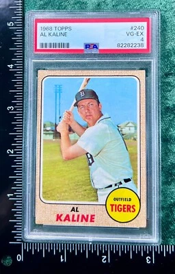 1968 Topps #240, Al Kaline, PSA VG-EX 4, Very Good-Excellent 4, Tigers, HOF - Image 1 of 2