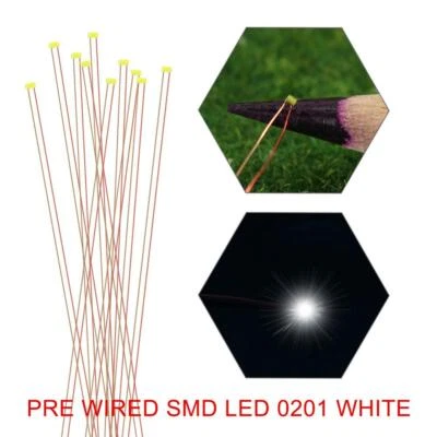 10pcs Pre-wired SMD LED 0201 Bright White micro Copper Wire LED Lights C0201W - Image 1 of 4