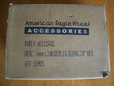 American Eagle Lugs, 14mm x 2.00 Duplex XLong, 7/8" Hex, 32 pcs, ACL5254XL, NOS - Image 1 of 4