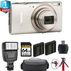 Canon PowerShot IXUS 285 Camera (Silver) + 1 Yr Warranty + Flash - 64GB Kit - Picture 1 of 7