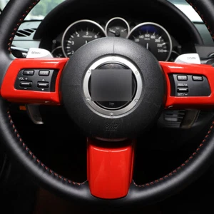 Red 3PCS Steering Wheel Button Trim Frame Cover For Mazda MX-5 2009-2014 - Picture 1 of 6