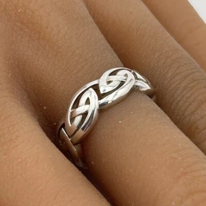 Keith Jack Sterling Silver Celtic Knot Irish Trinity Wedding Ring Band - Picture 1 of 10