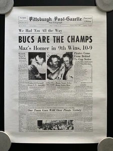 Pittsburgh Post-Gazette Pittsburgh Pirates Bucs Champs Reproduction MLB Poster - Picture 1 of 1