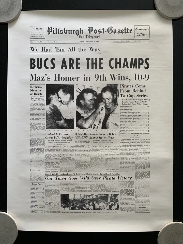 Pittsburgh Post-Gazette Pittsburgh Pirates Bucs Champs Reproduction MLB Poster - Image 1 of 1