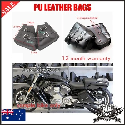 2x Motorcycle Harley PU Leather Sportster dyna IRON XL883 1200 Solo Swingarm Bag Foto 1 de 3