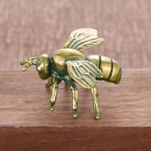Vintage Mosiężna figurka ornamentowa posągu pszczoły - zestaw 2 mini figurek zwierząt