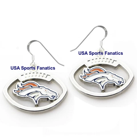 Denver Broncos Football Logo Pendant Earrings With 925 Earring Wires Cover