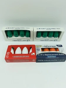 16 Vintage C-9 1/4 Outdoor Bulbs Lights Orange White Green 4 Boxes of 4 Bulbs - Picture 1 of 3