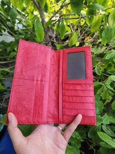 Black/Red 100% Doubleside Real,Genuine Ostrich Leather skin Men Long Wallets - Picture 1 of 18