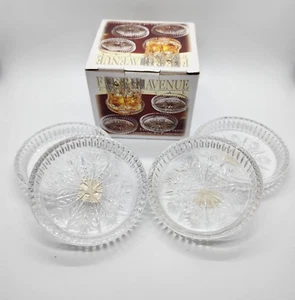 Fifth Avenue 4er Set Bleikristall Untersetzer Portikus Floral Starburst Design Neu im Karton - Bild 1 von 10