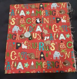 1/2 Yd Hello World Countries & Animals Sewing Quilting Fabric Abi Hall Moda Red - Picture 1 of 5