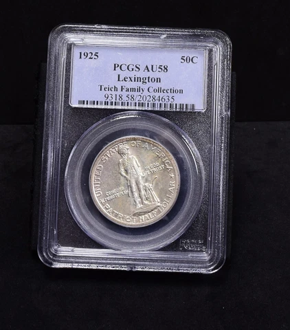 1925 Lexington Comm Silver Half Dollar, Teich Family Coll - PCGS AU58 (49171-L) Cover